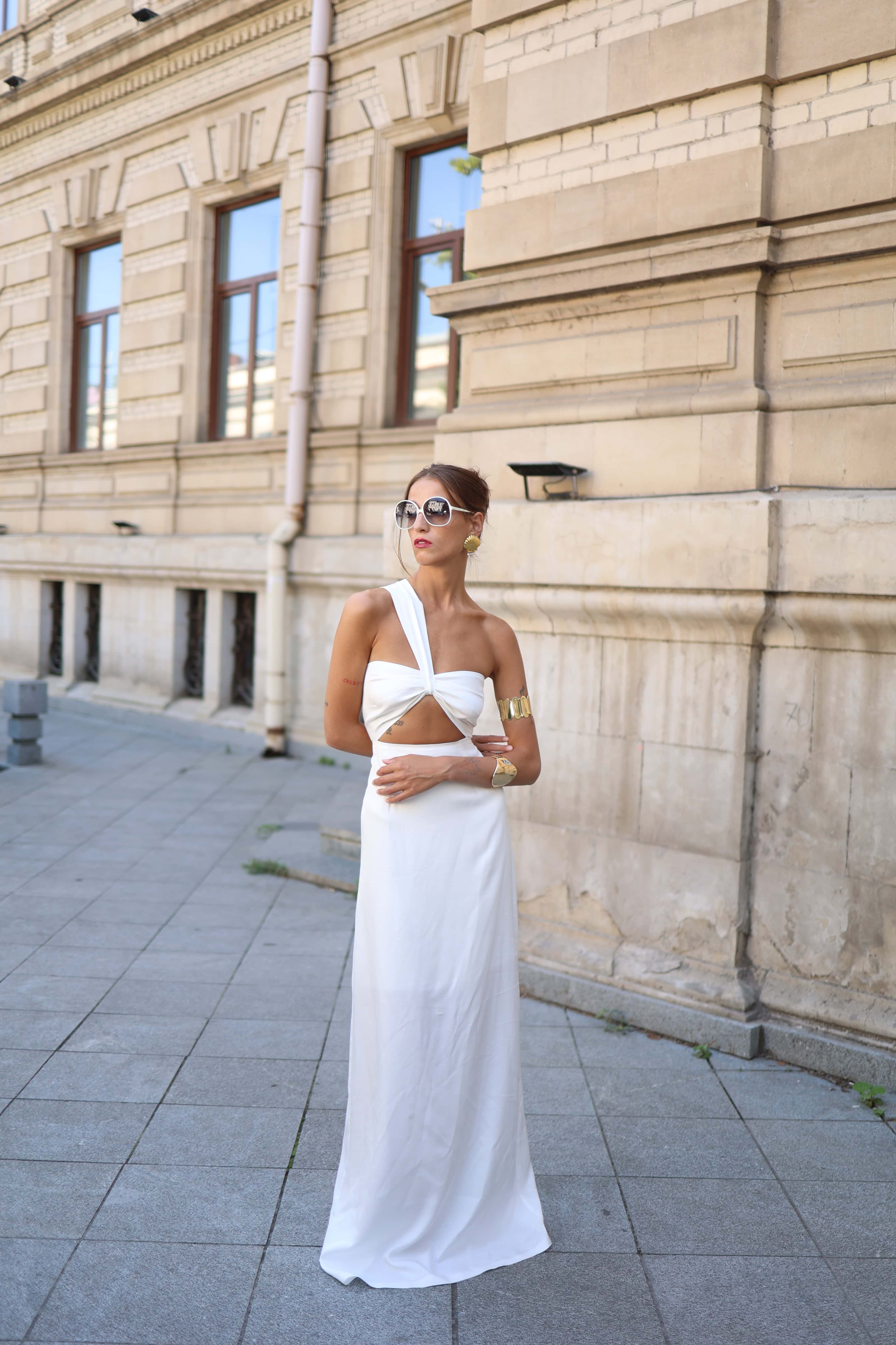 WHITE MAXI SILK DRESS